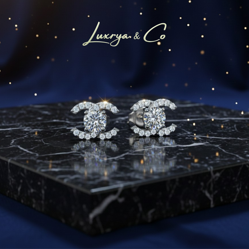 Celeste Twin-C Earrings | Moissanite Diamond