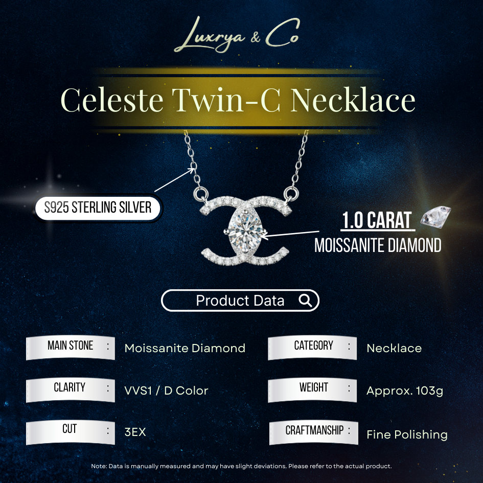 Celeste Twin-C Necklace | Moissanite Diamond