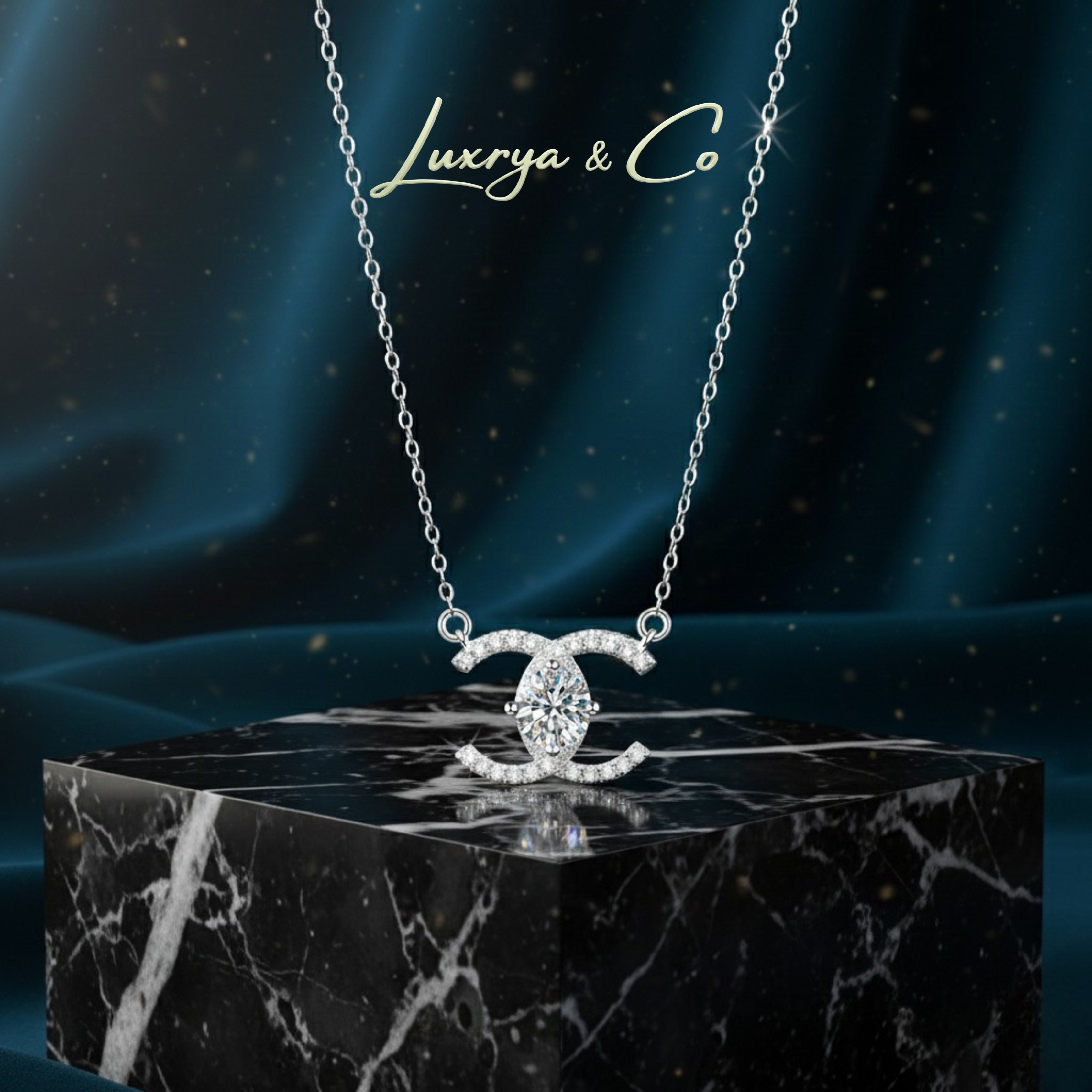 Celeste Twin-C Necklace | Moissanite Diamond
