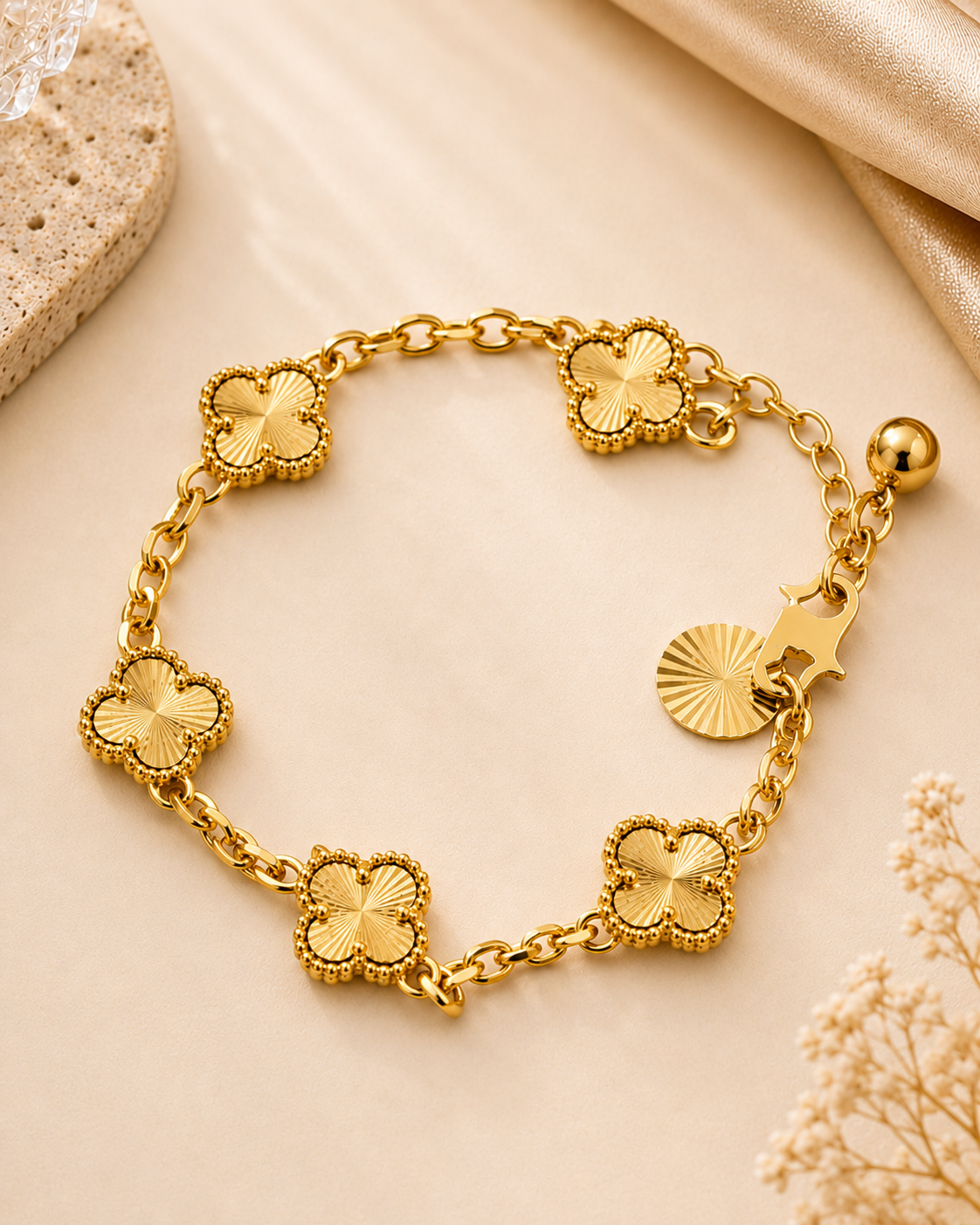 18K Gold Plated Clover Bracelet