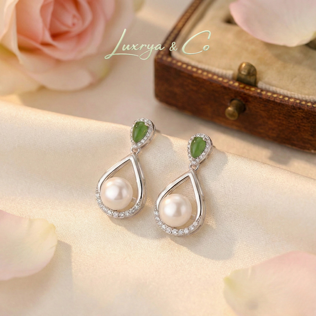Emerald Pearl Teardrop | Earrings
