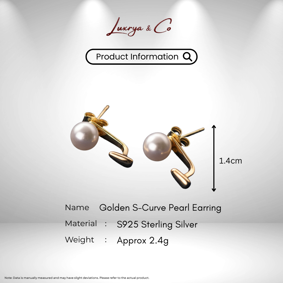 Golden S-Curve Pearl | Earrings