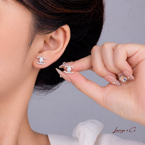 Celeste Twin-C Earrings | Moissanite Diamond