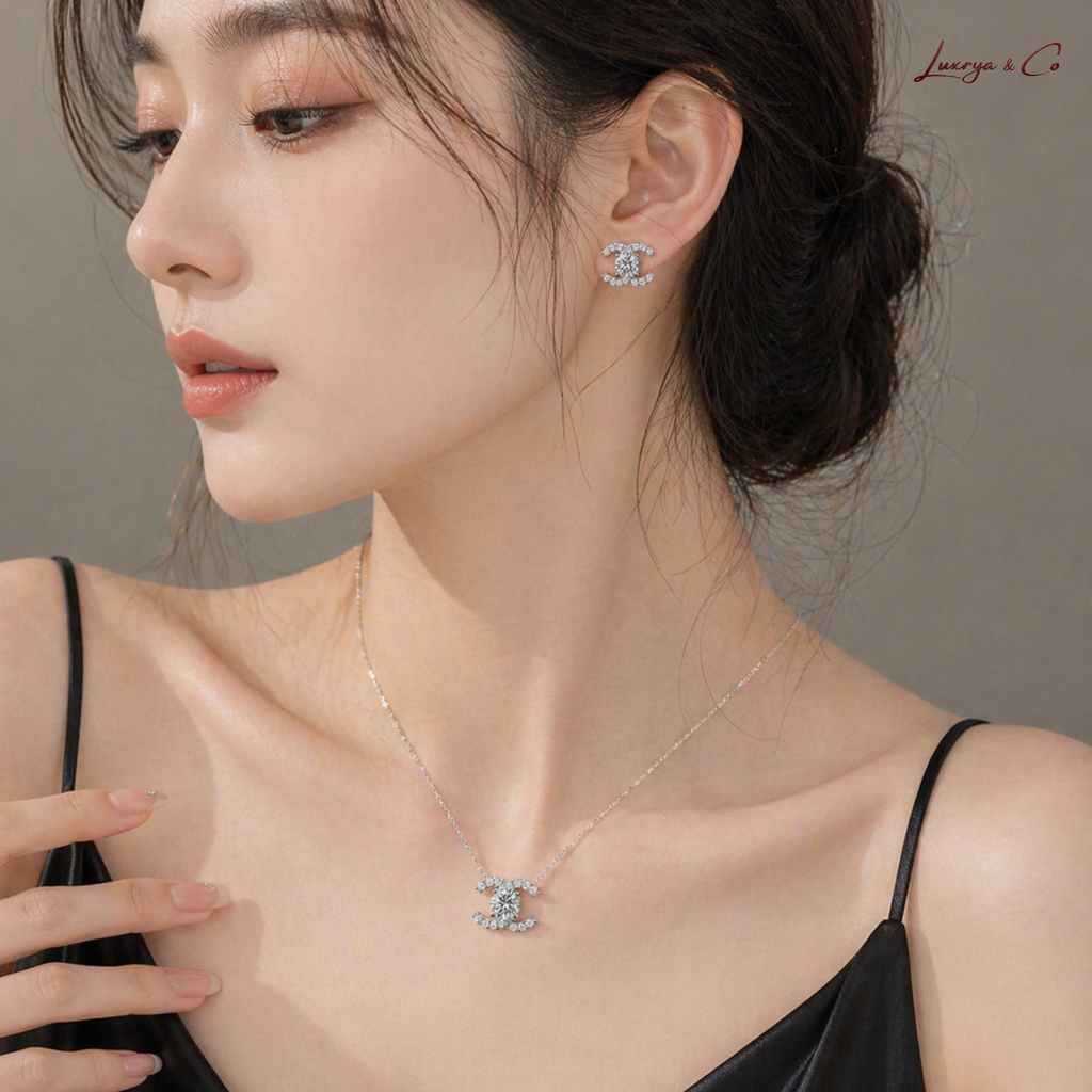 Celeste Twin-C Earrings | Moissanite Diamond