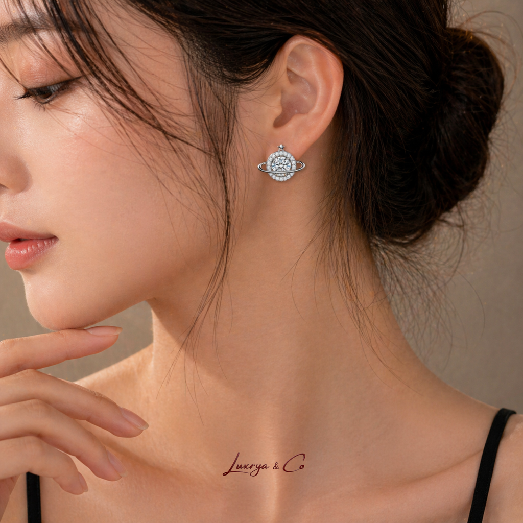 Luna Orbit Earrings | Moissanite Diamond