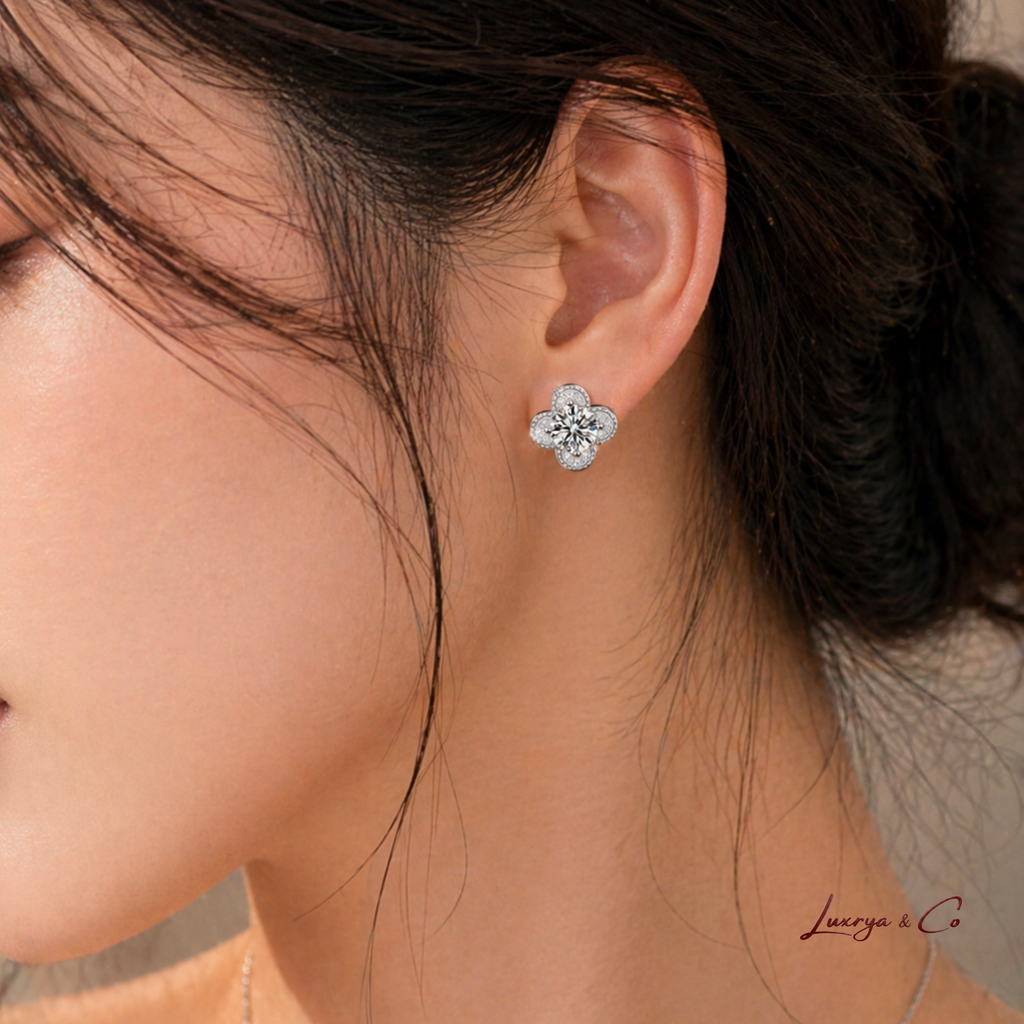 Four-Leaf Clover Earrings | Moissanite Diamond