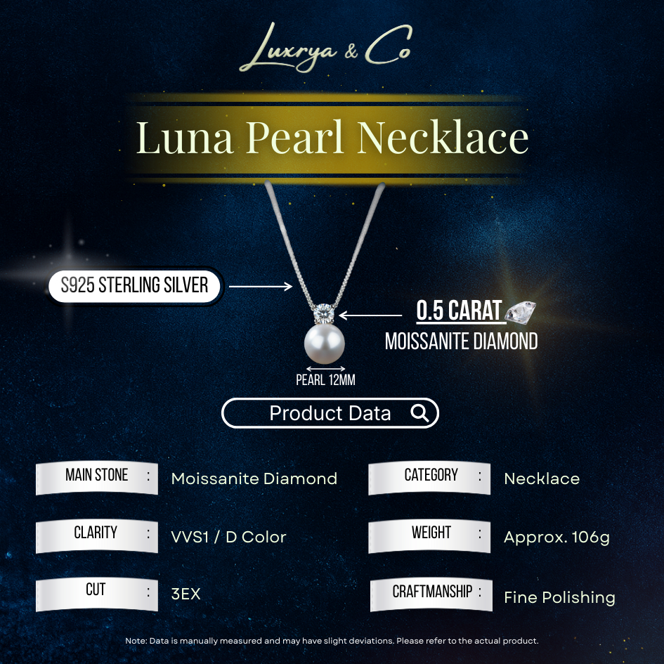 Luna Pearl Necklace | Moissanite Diamond