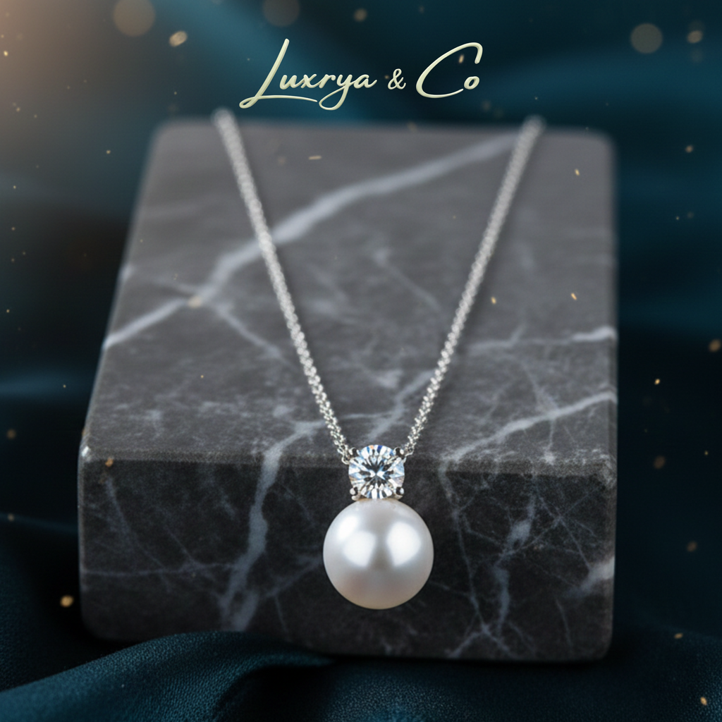 Luna Pearl Necklace | Moissanite Diamond
