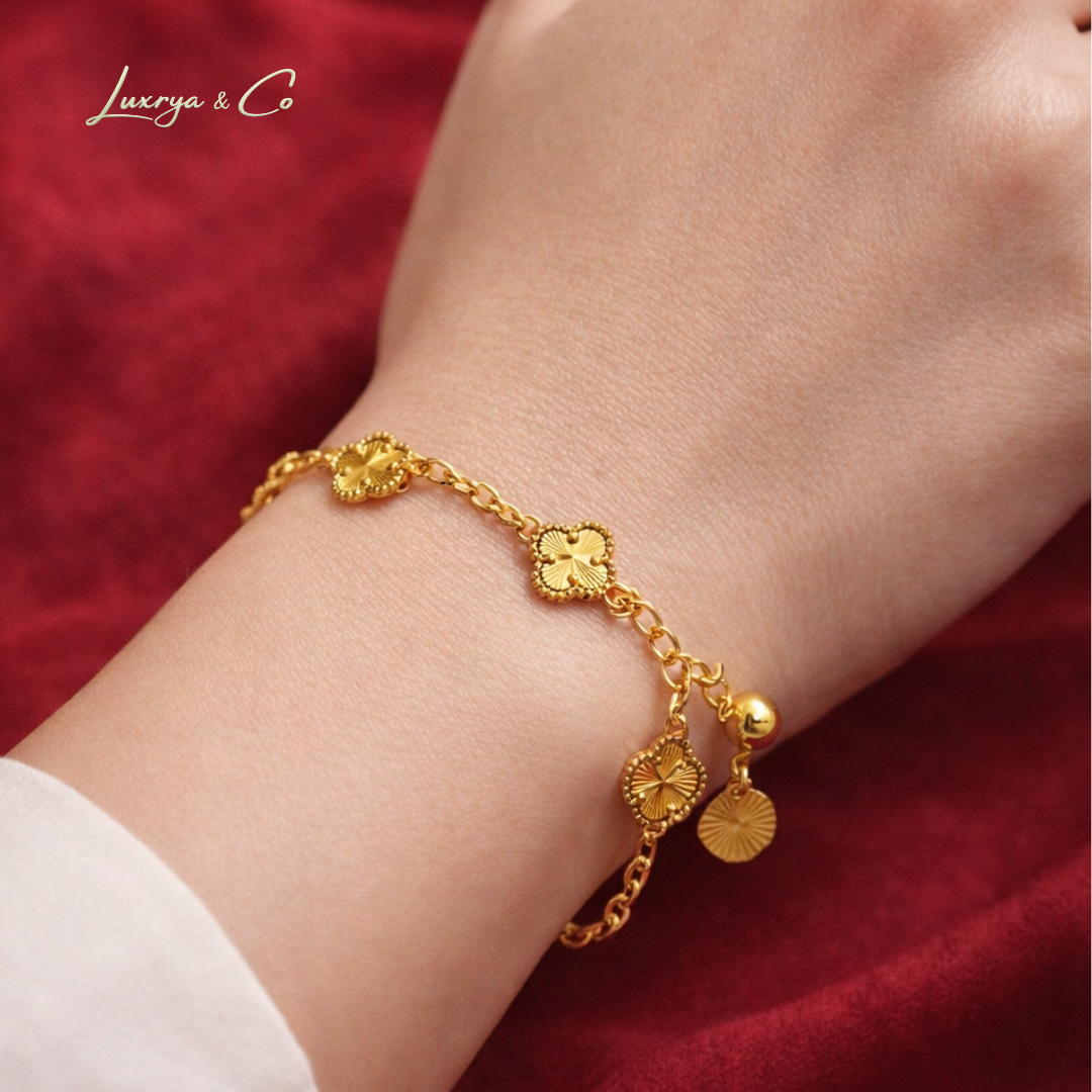 18K Gold Plated Clover Bracelet | Copper Base
