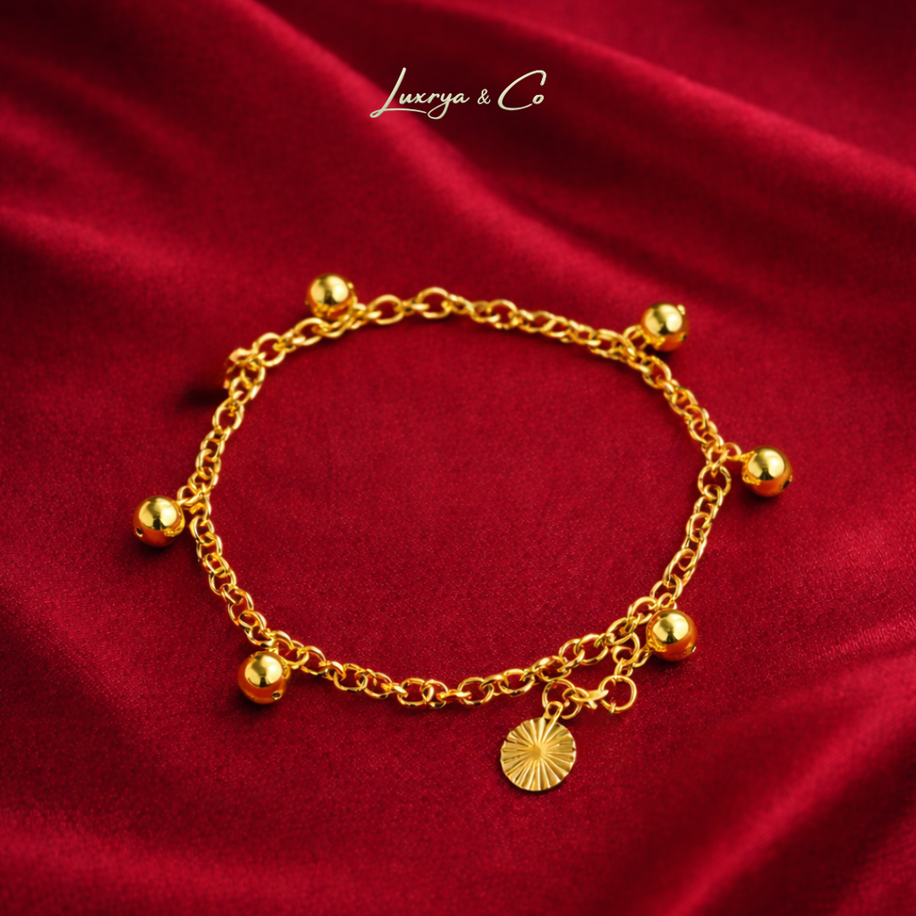 18K Gold Plated Lucky Bell Charm Bracelet | Eco-Friendly Copper Base