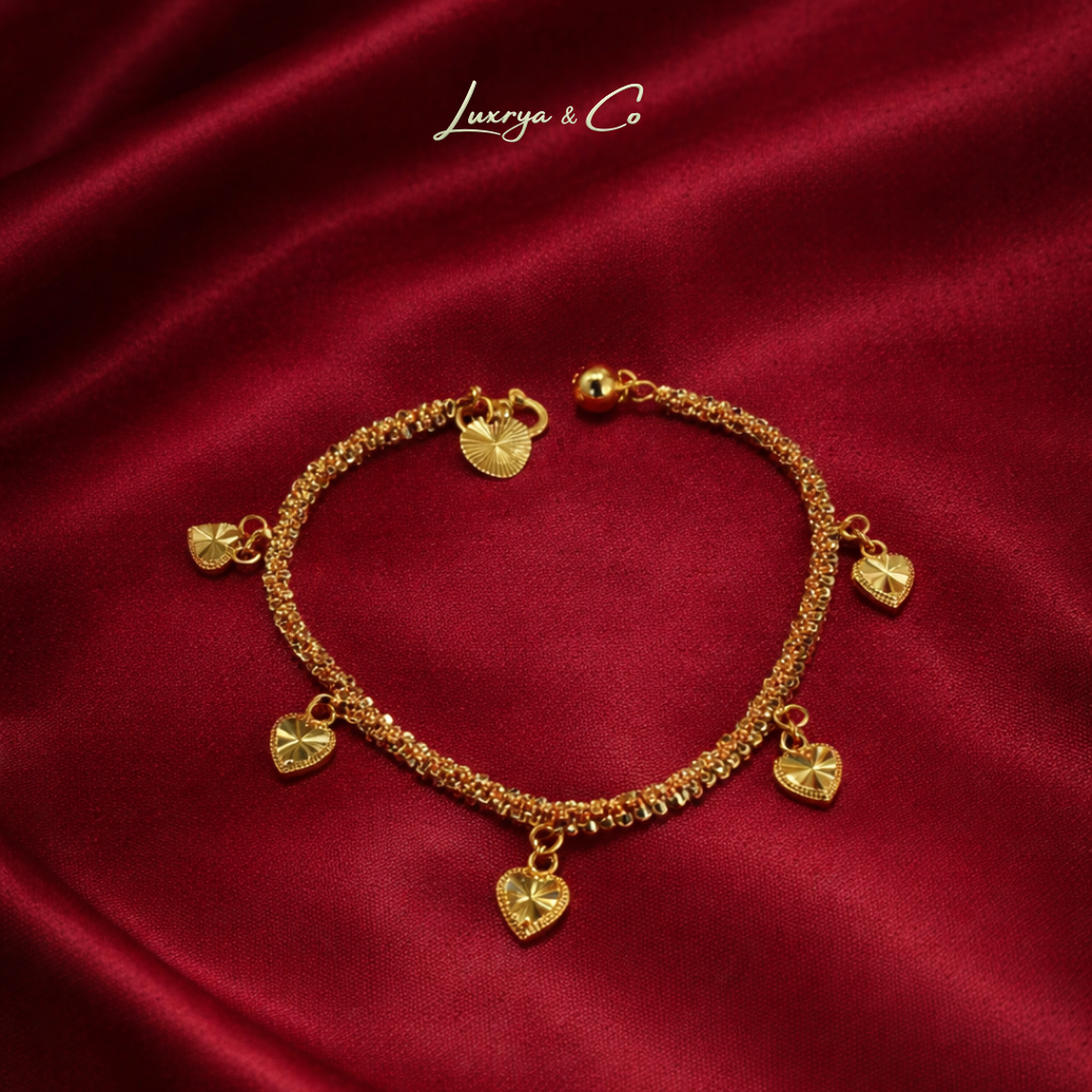 18K Gold Plated Heart Charm Bracelet | Eco-Friendly Copper Base