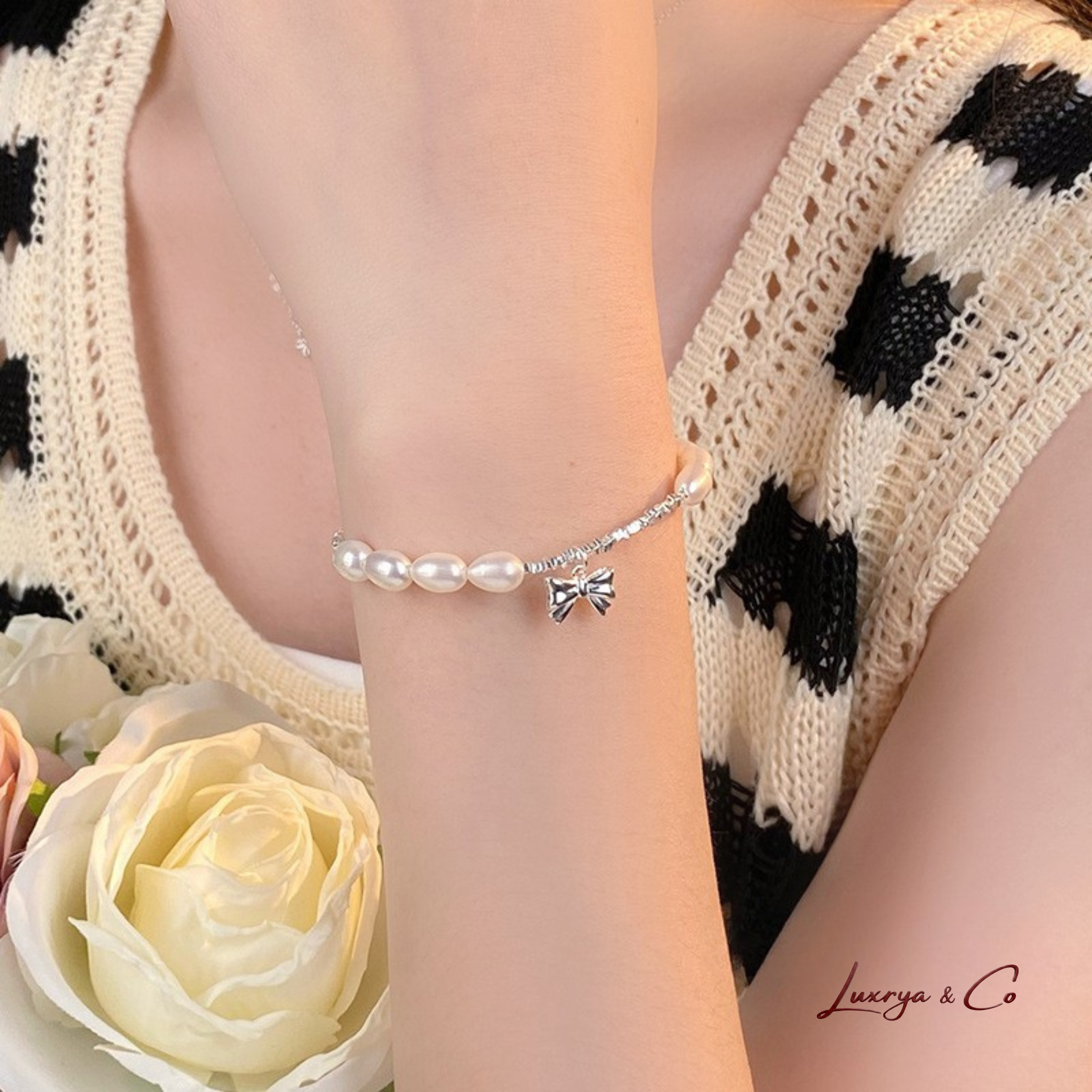 Pearl Ribbon Charm | Bracelet